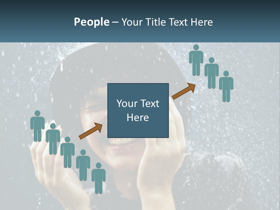 A Woman Smiling Under An Umbrella In The Rain PowerPoint Template