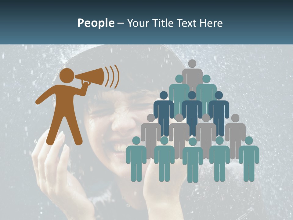 A Woman Smiling Under An Umbrella In The Rain PowerPoint Template