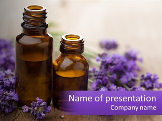 A Bottle Of Lavender Oil Next To A Bottle Of Lavender Oil PowerPoint Template