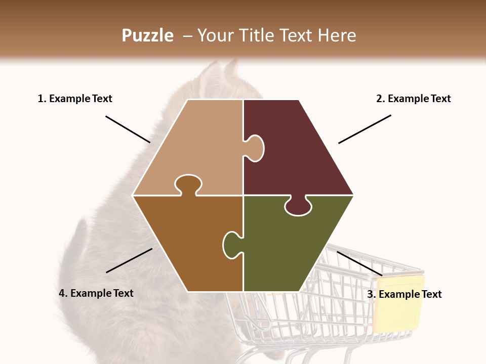 A Small Kitten Is Pushing A Shopping Cart PowerPoint Template