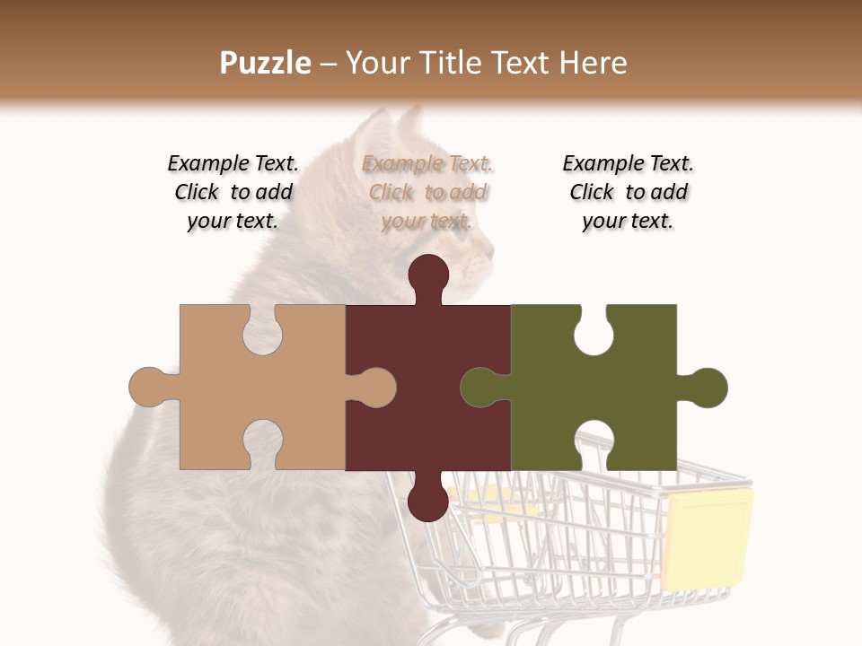 A Small Kitten Is Pushing A Shopping Cart PowerPoint Template