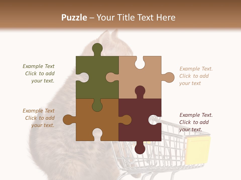 A Small Kitten Is Pushing A Shopping Cart PowerPoint Template