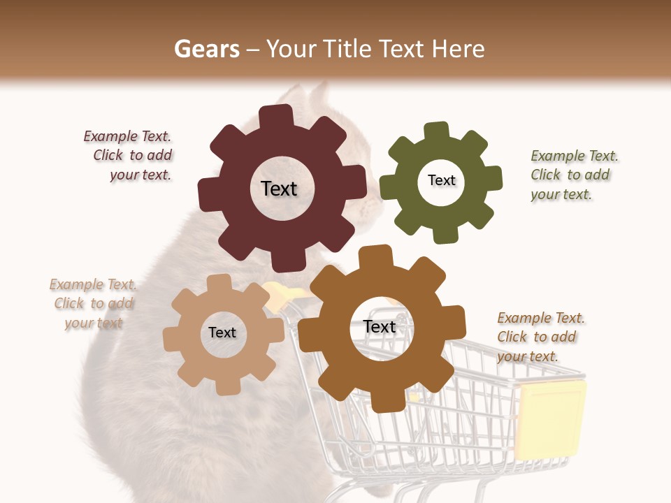 A Small Kitten Is Pushing A Shopping Cart PowerPoint Template