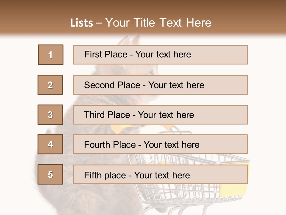 A Small Kitten Is Pushing A Shopping Cart PowerPoint Template