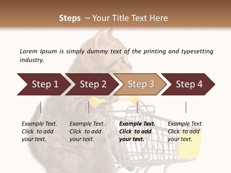 A Small Kitten Is Pushing A Shopping Cart PowerPoint Template