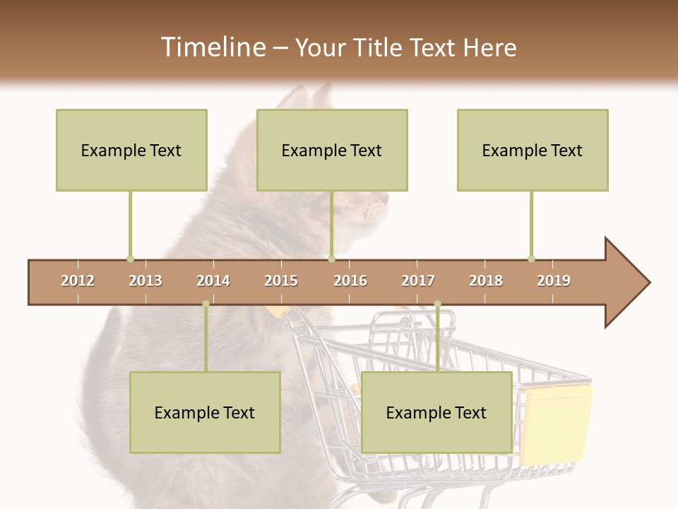 A Small Kitten Is Pushing A Shopping Cart PowerPoint Template