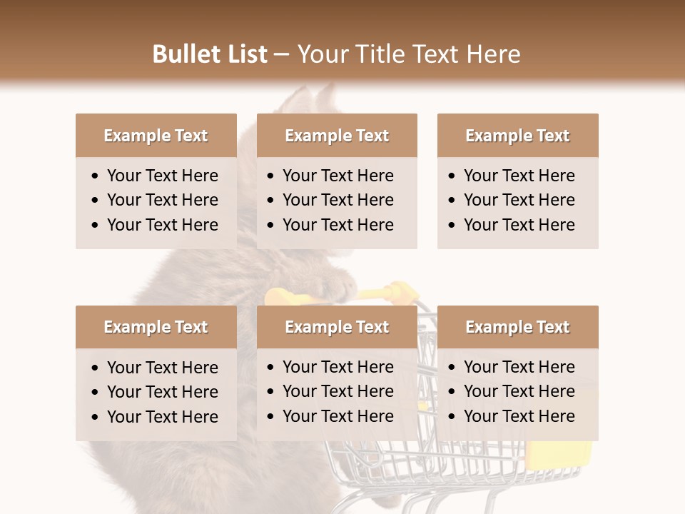 A Small Kitten Is Pushing A Shopping Cart PowerPoint Template