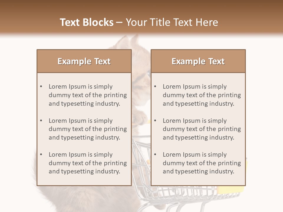 A Small Kitten Is Pushing A Shopping Cart PowerPoint Template