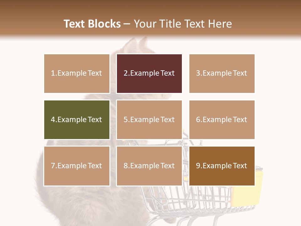 A Small Kitten Is Pushing A Shopping Cart PowerPoint Template
