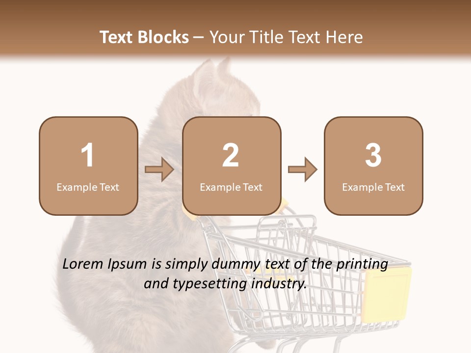 A Small Kitten Is Pushing A Shopping Cart PowerPoint Template