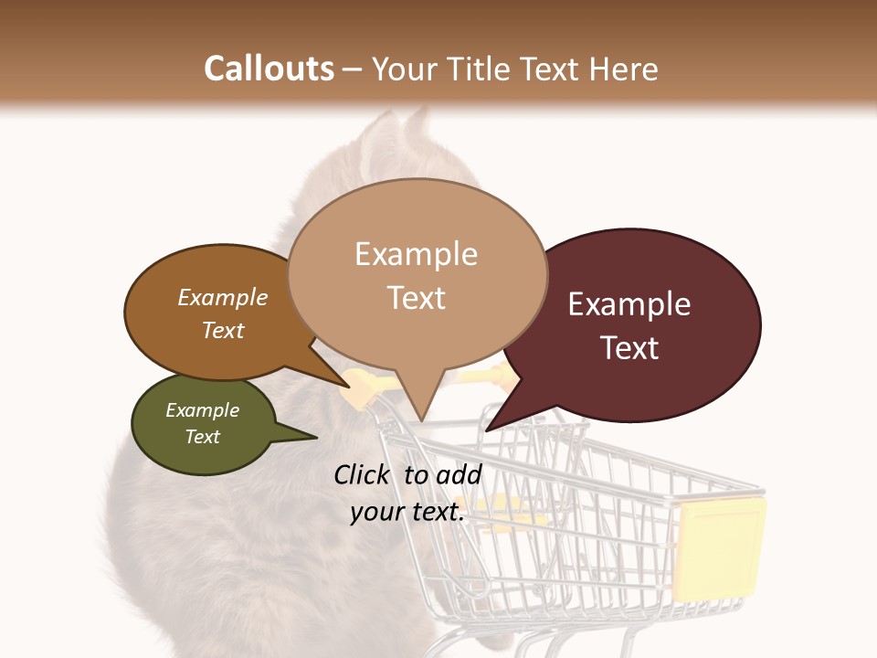 A Small Kitten Is Pushing A Shopping Cart PowerPoint Template