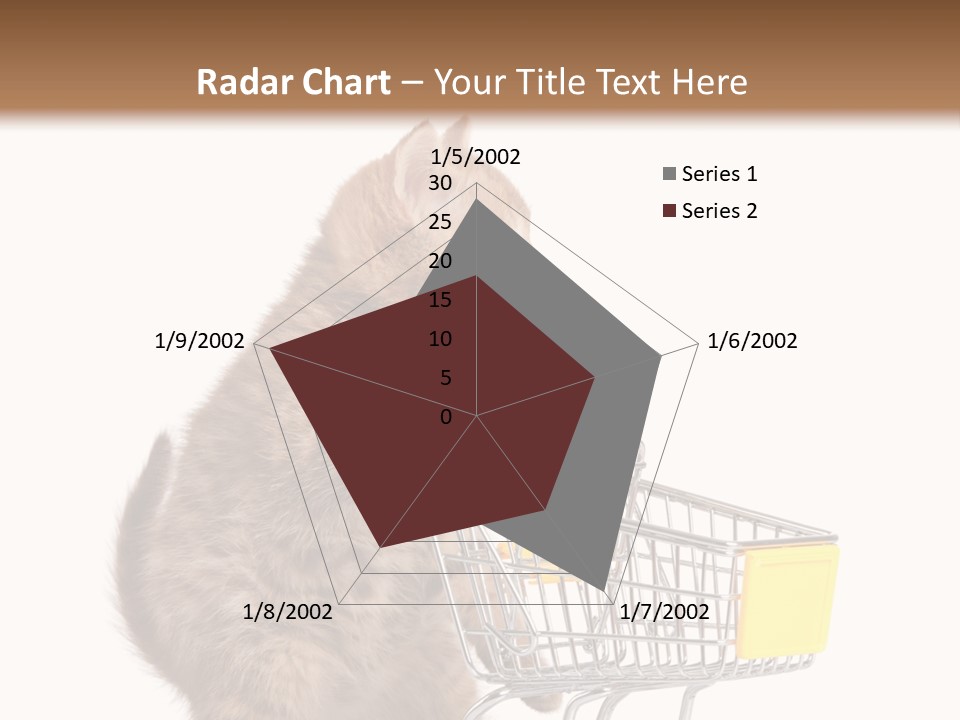 A Small Kitten Is Pushing A Shopping Cart PowerPoint Template
