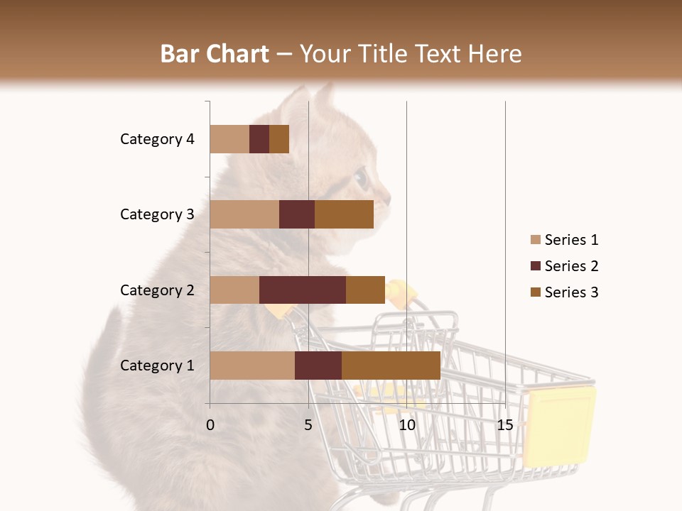 A Small Kitten Is Pushing A Shopping Cart PowerPoint Template
