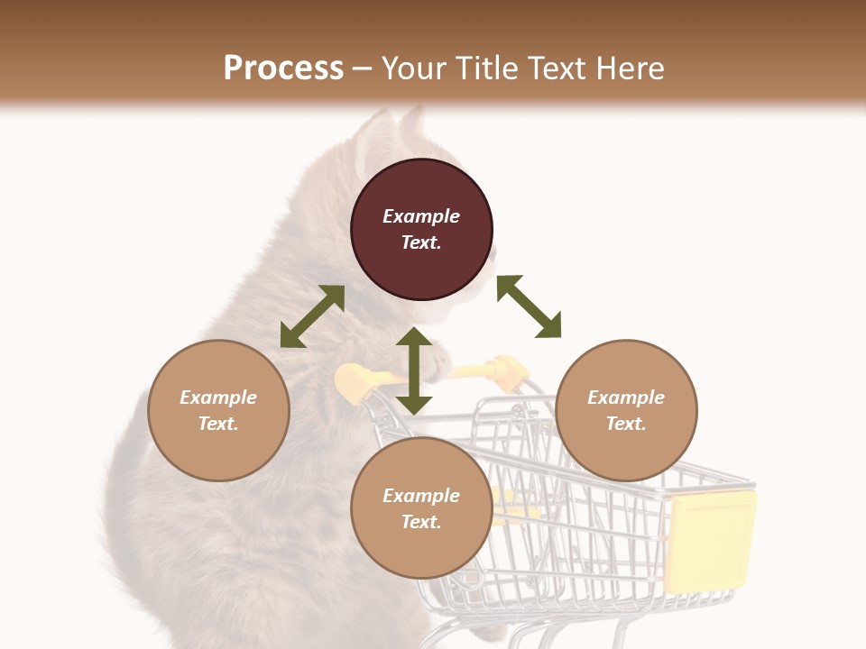 A Small Kitten Is Pushing A Shopping Cart PowerPoint Template