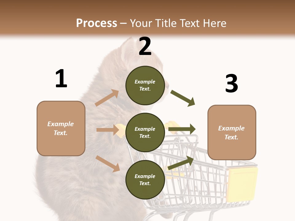 A Small Kitten Is Pushing A Shopping Cart PowerPoint Template