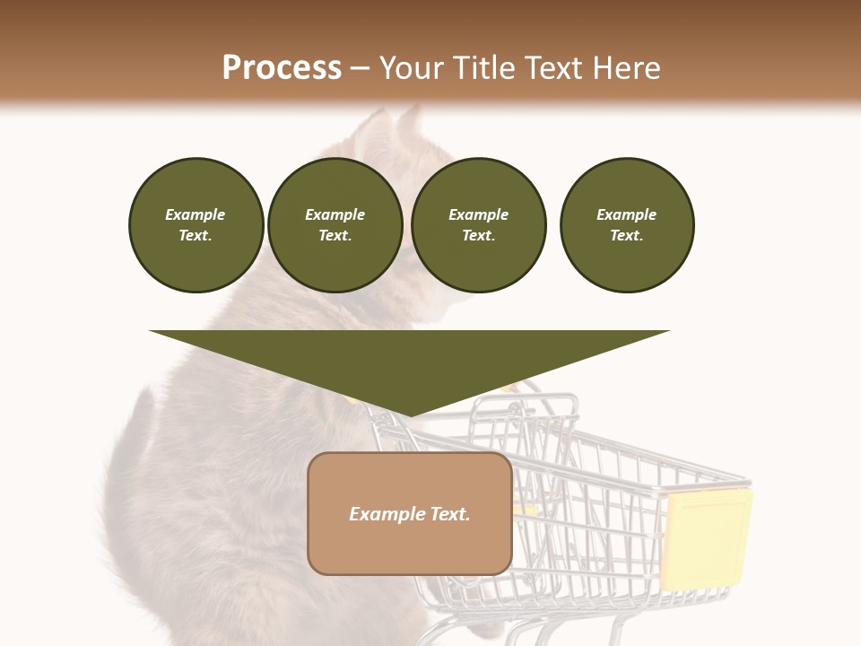 A Small Kitten Is Pushing A Shopping Cart PowerPoint Template