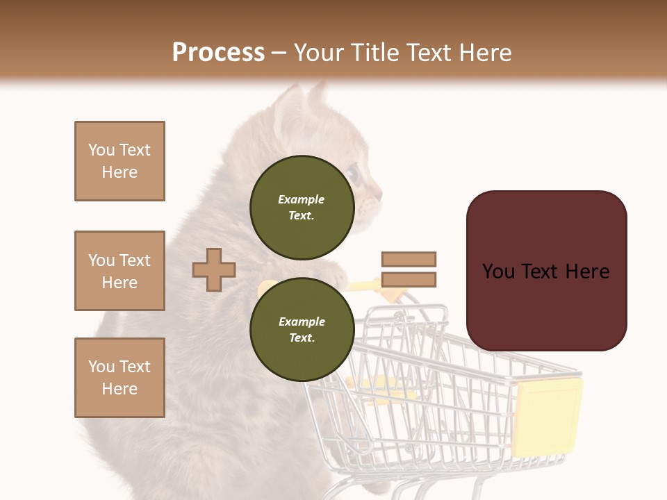 A Small Kitten Is Pushing A Shopping Cart PowerPoint Template
