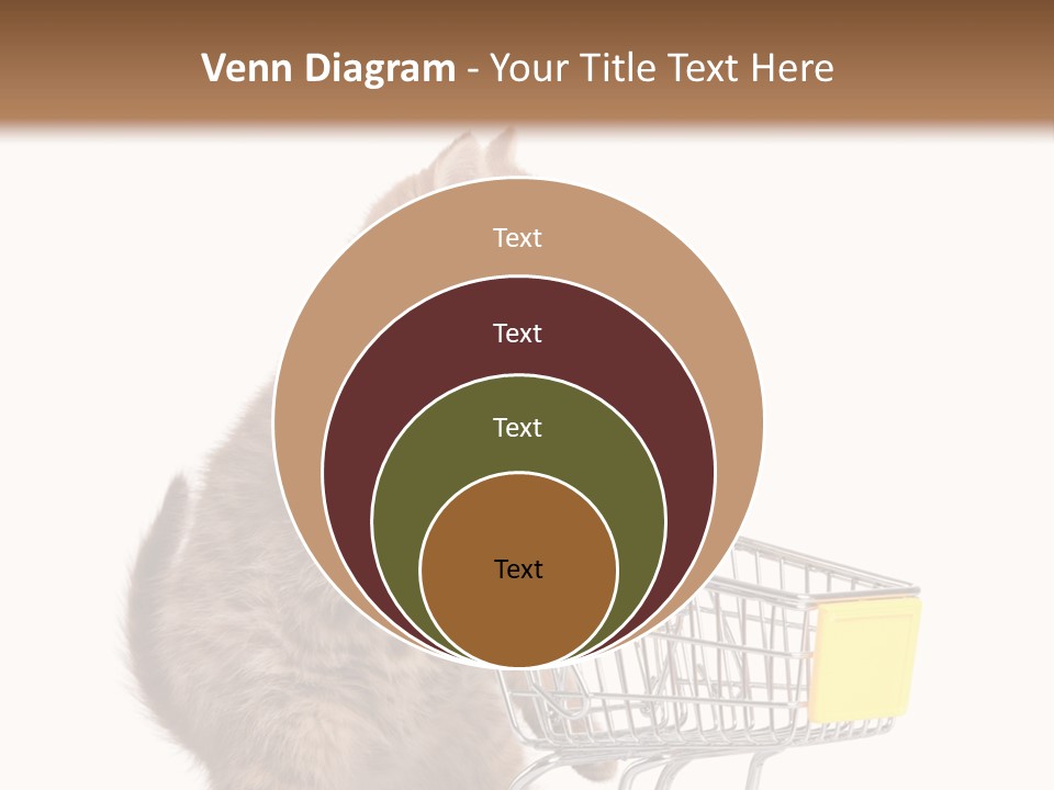 A Small Kitten Is Pushing A Shopping Cart PowerPoint Template