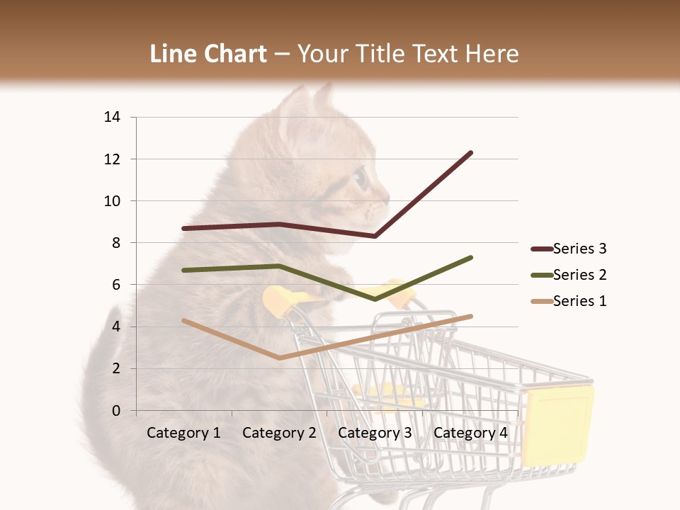 A Small Kitten Is Pushing A Shopping Cart PowerPoint Template