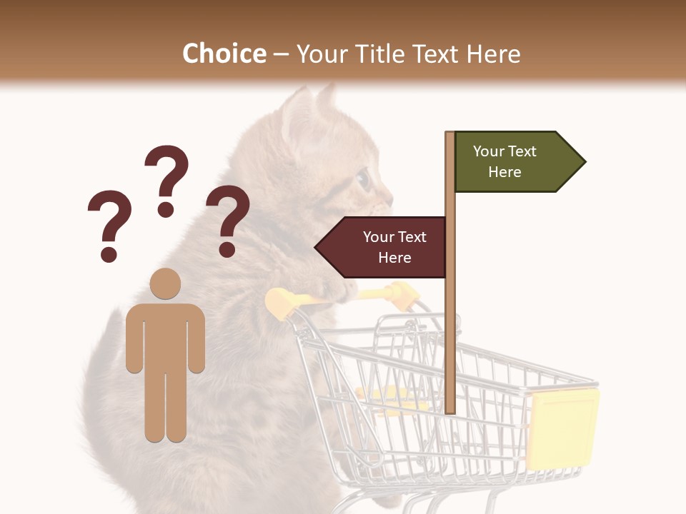 A Small Kitten Is Pushing A Shopping Cart PowerPoint Template