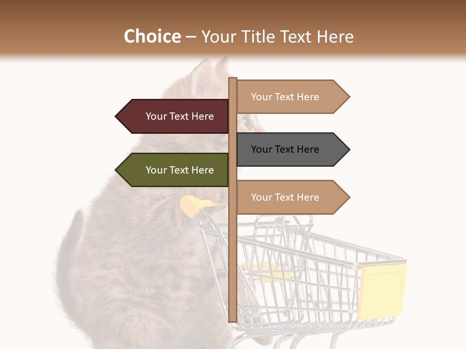 A Small Kitten Is Pushing A Shopping Cart PowerPoint Template