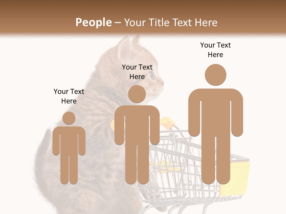 A Small Kitten Is Pushing A Shopping Cart PowerPoint Template