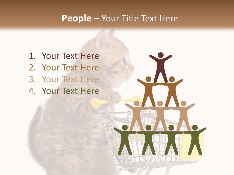 A Small Kitten Is Pushing A Shopping Cart PowerPoint Template