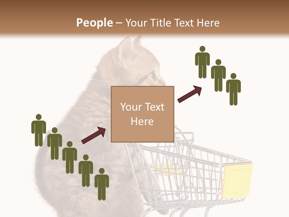 A Small Kitten Is Pushing A Shopping Cart PowerPoint Template