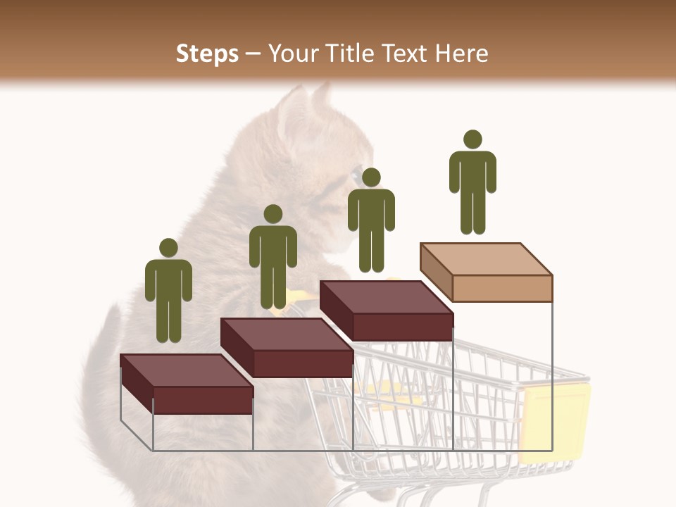 A Small Kitten Is Pushing A Shopping Cart PowerPoint Template