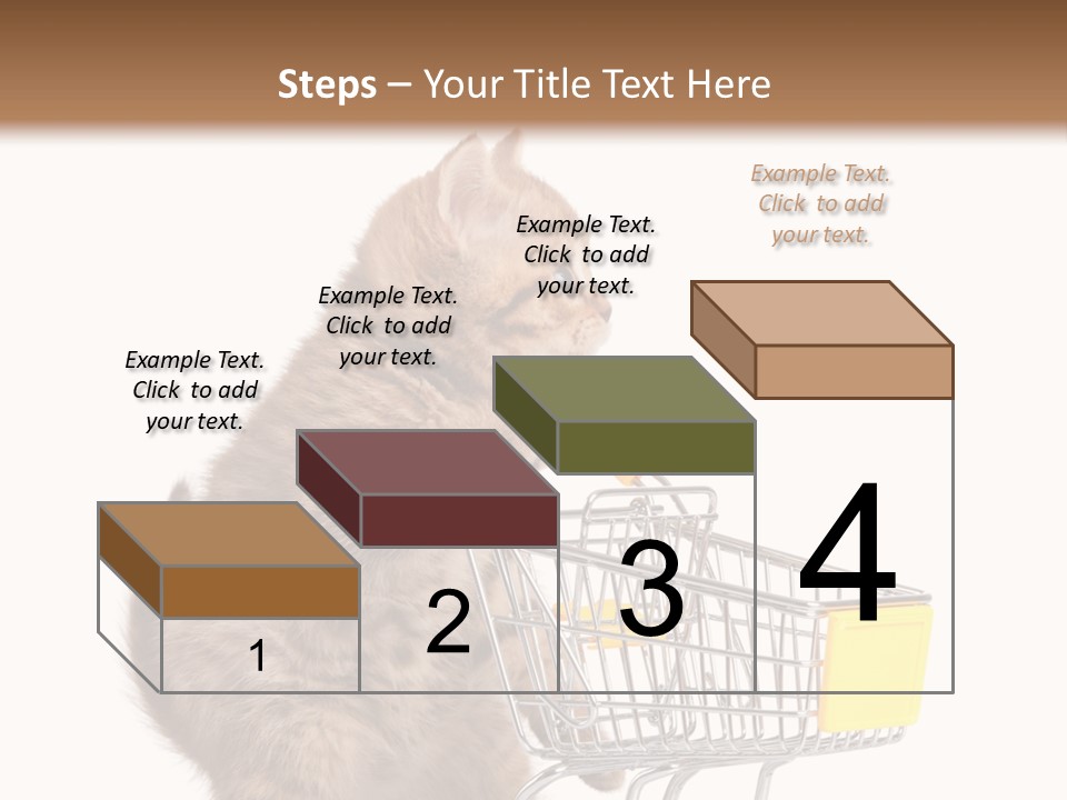 A Small Kitten Is Pushing A Shopping Cart PowerPoint Template