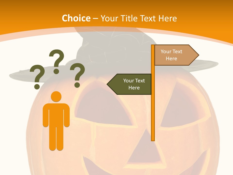 A Pumpkin With A Witches Hat On Top Of It PowerPoint Template