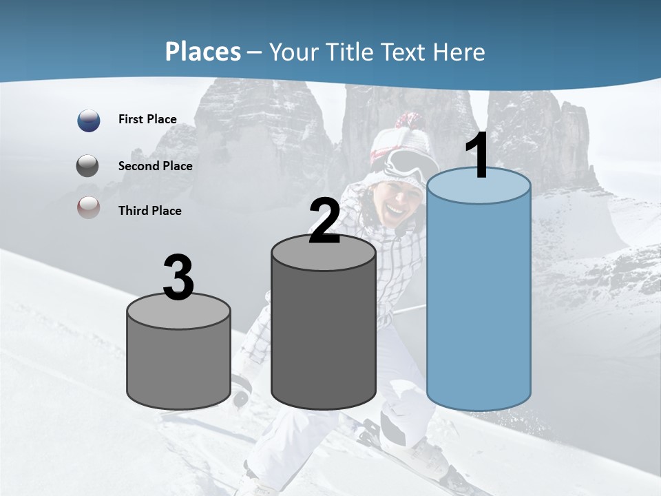 A Woman Skiing Down A Mountain With Mountains In The Background PowerPoint Template