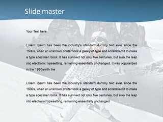 A Woman Skiing Down A Mountain With Mountains In The Background PowerPoint Template