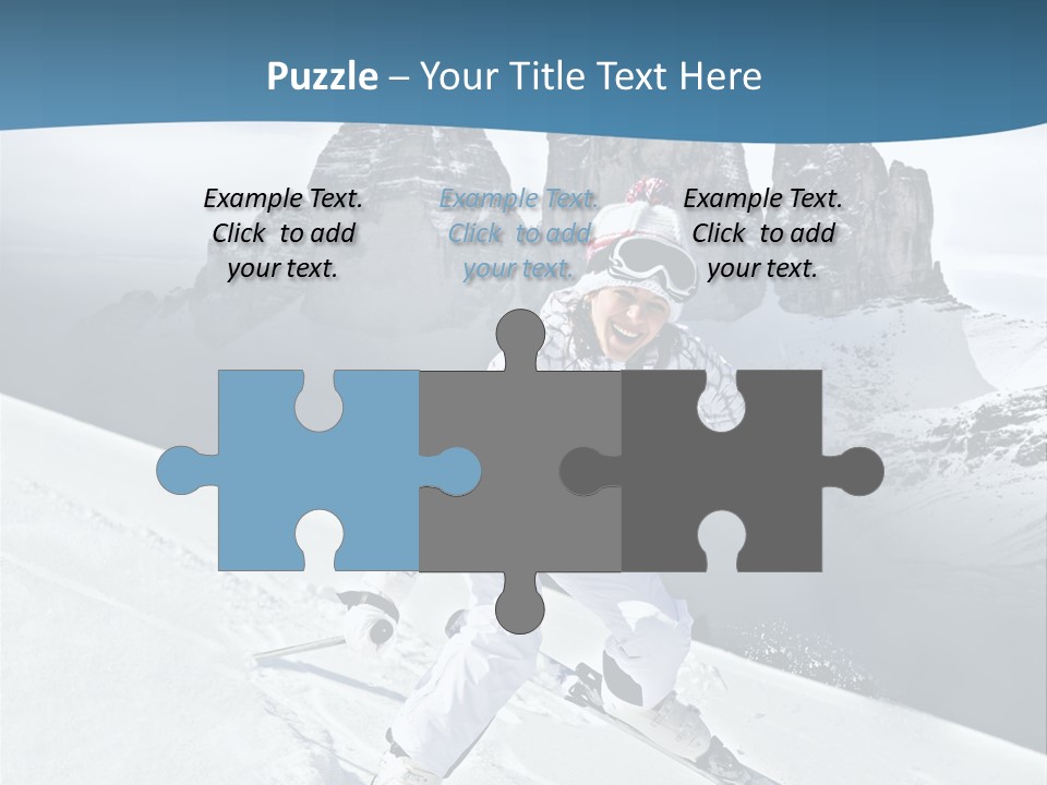 A Woman Skiing Down A Mountain With Mountains In The Background PowerPoint Template