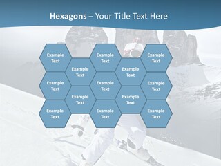 A Woman Skiing Down A Mountain With Mountains In The Background PowerPoint Template