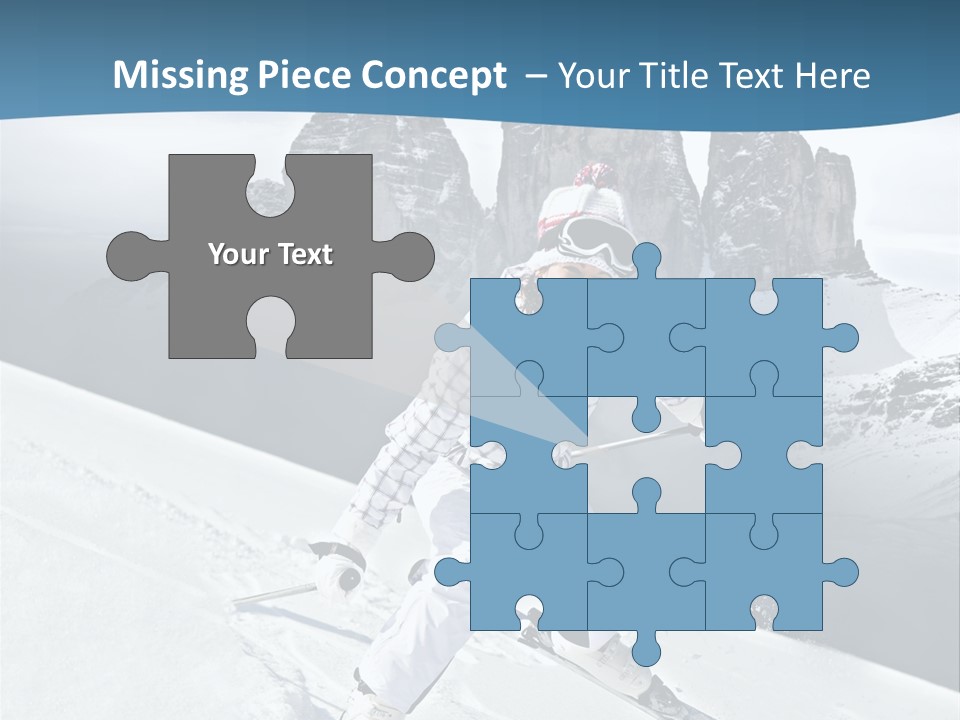 A Woman Skiing Down A Mountain With Mountains In The Background PowerPoint Template