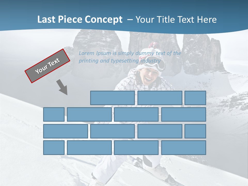 A Woman Skiing Down A Mountain With Mountains In The Background PowerPoint Template