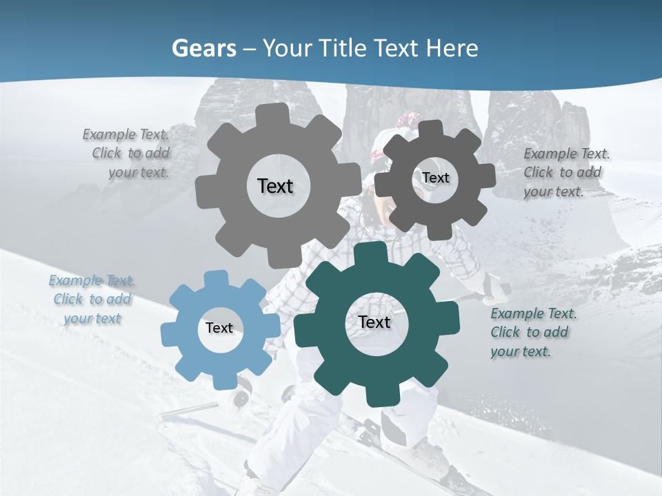 A Woman Skiing Down A Mountain With Mountains In The Background PowerPoint Template