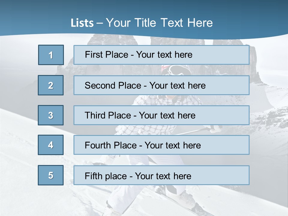 A Woman Skiing Down A Mountain With Mountains In The Background PowerPoint Template