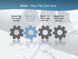 A Woman Skiing Down A Mountain With Mountains In The Background PowerPoint Template