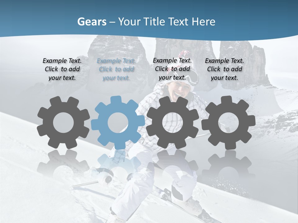 A Woman Skiing Down A Mountain With Mountains In The Background PowerPoint Template