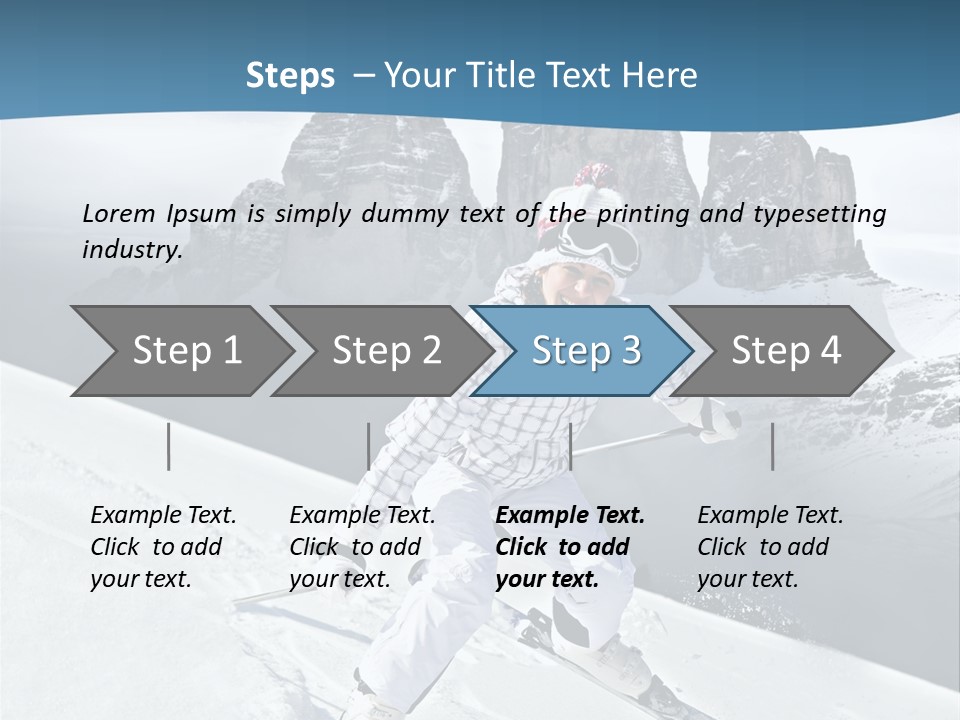 A Woman Skiing Down A Mountain With Mountains In The Background PowerPoint Template
