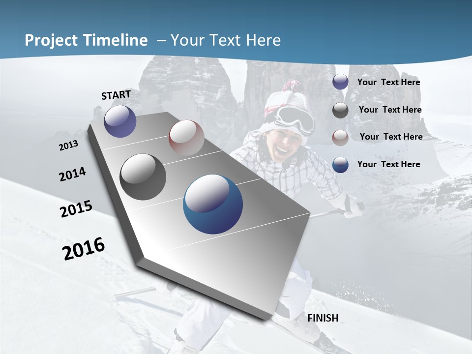 A Woman Skiing Down A Mountain With Mountains In The Background PowerPoint Template