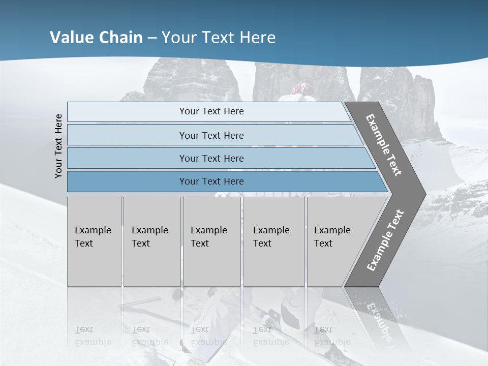 A Woman Skiing Down A Mountain With Mountains In The Background PowerPoint Template