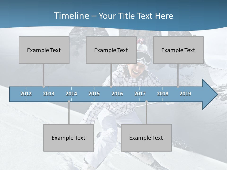 A Woman Skiing Down A Mountain With Mountains In The Background PowerPoint Template