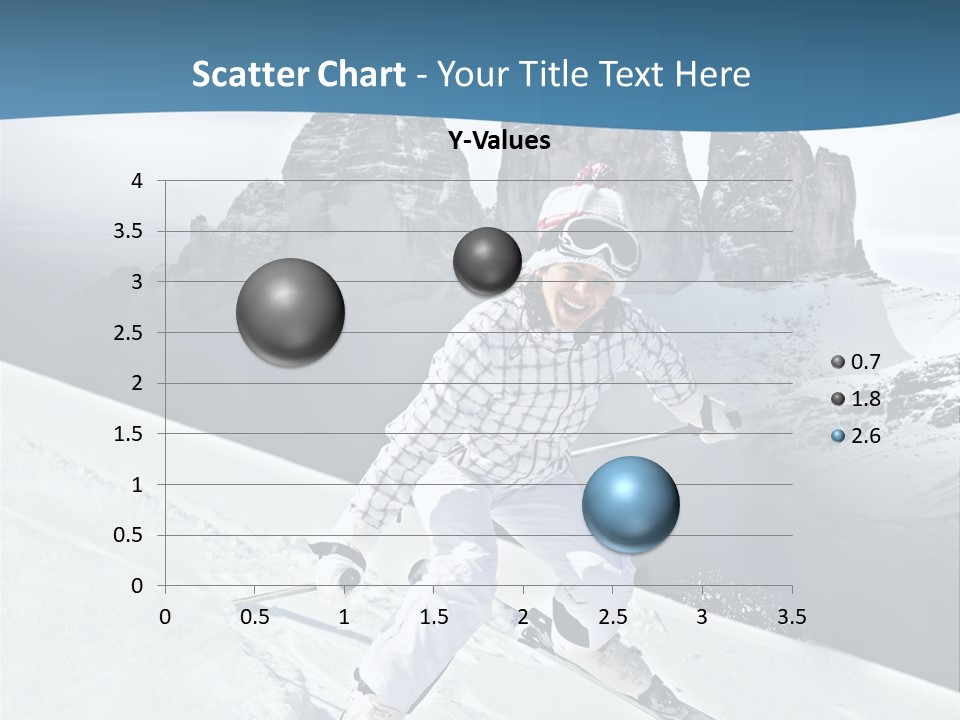 A Woman Skiing Down A Mountain With Mountains In The Background PowerPoint Template