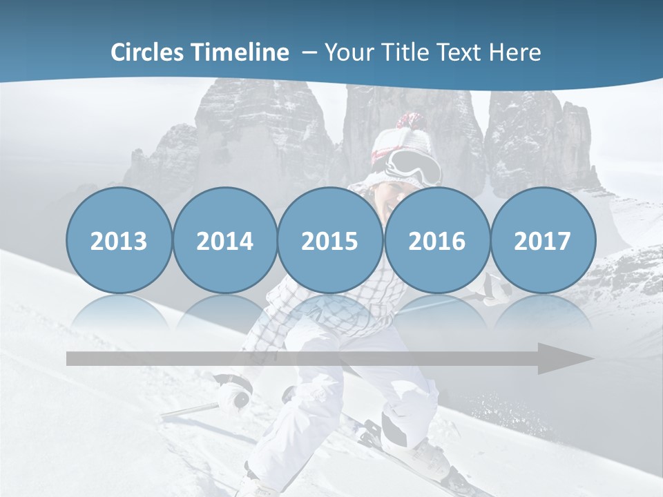 A Woman Skiing Down A Mountain With Mountains In The Background PowerPoint Template