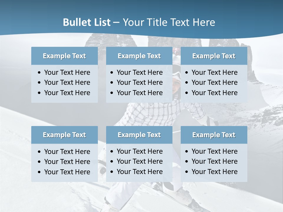 A Woman Skiing Down A Mountain With Mountains In The Background PowerPoint Template