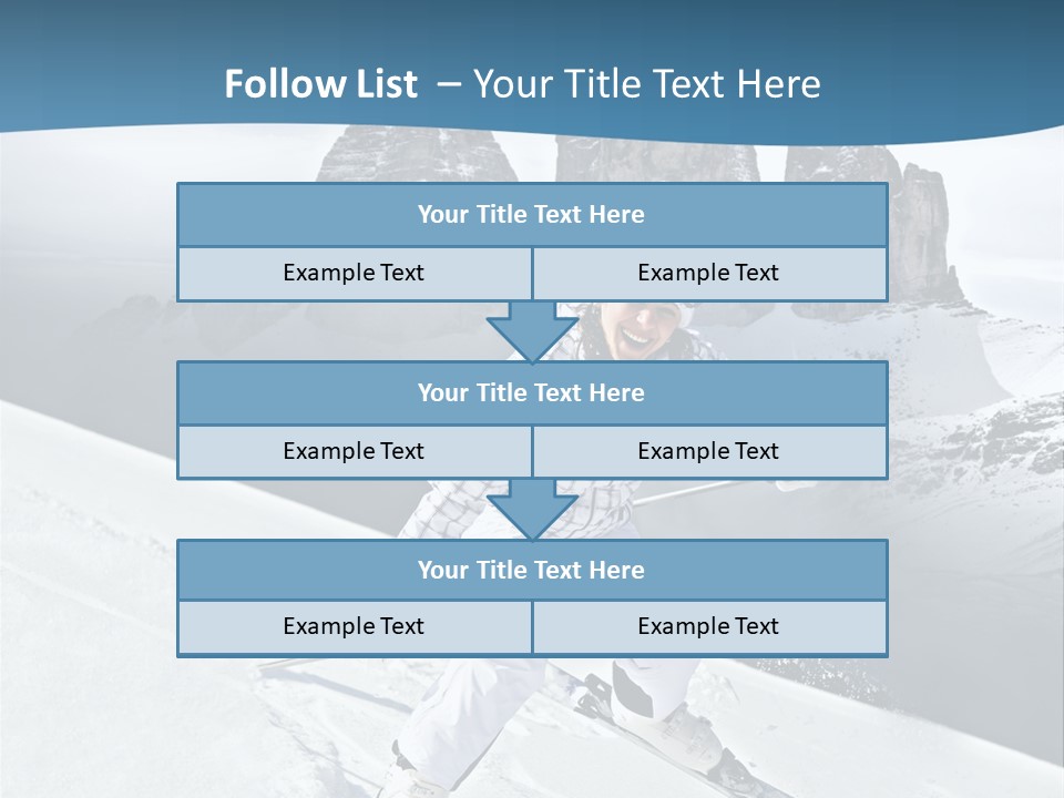 A Woman Skiing Down A Mountain With Mountains In The Background PowerPoint Template