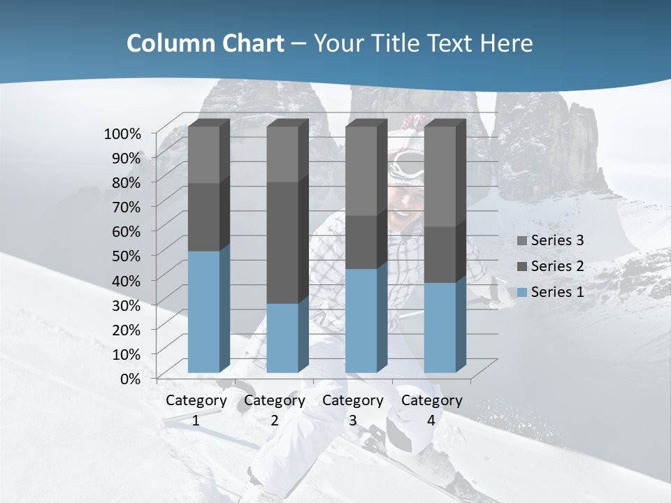 A Woman Skiing Down A Mountain With Mountains In The Background PowerPoint Template